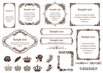 ビンテージレトロフレームセット王冠・バラ