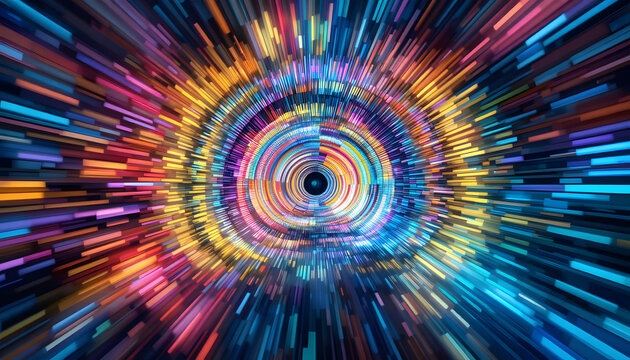 Abstract colorful fractal background with circles and geometric patterns