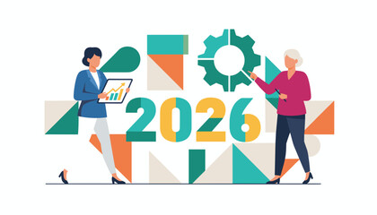 Business team plans 2026 strategy focusing on financial growth and future goals