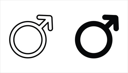 Male gender icon set. Single line Male gender icon vector background. Vector illustration for web design. Isolated on white background.