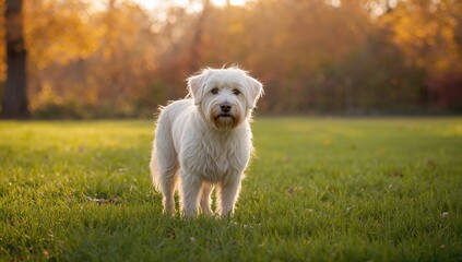 Canine captured amidst the onset of fall