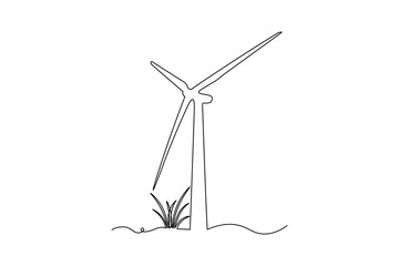 Wind turbine icon continuous one line drawing minimalist style vector illustration
