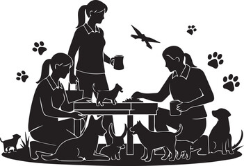 Volunteers helping animals community care service international volunteer day event