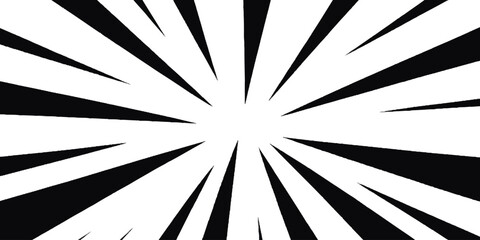 Sunbrust grunge  black and white comic pop art background,Abstract black and white radiating lines converging.