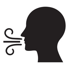 Mindful Breathing Silhouette Icon – Calm Airflow & Relaxation Vector