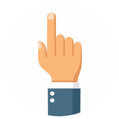 Cartoon hand in suit pointing upwards with index finger