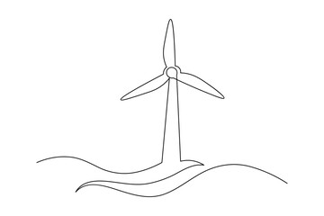 Wind turbine icon continuous one line drawing minimalist style vector illustration
