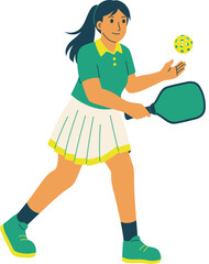 Woman Playing Pickleball Illustration