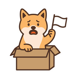 dog give up and white flag