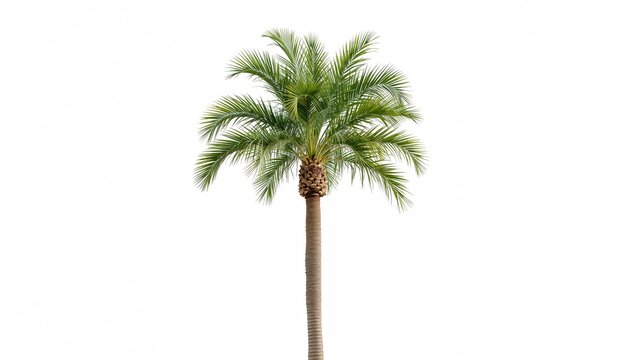 Foxtail palm tree on a white backdrop, suitable for editorial header background