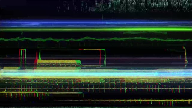 Seamless loop of abstract digital signal noise with a spectrogram glitch and horizontal distortion