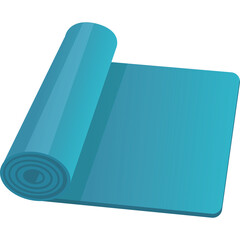 Turquoise Yoga Mat Rolled Unrolled and Flat Ready for Exercise on a White Background Healthy Lifestyle Concept