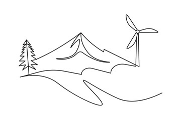Wind turbine icon continuous one line drawing minimalist style vector illustration
