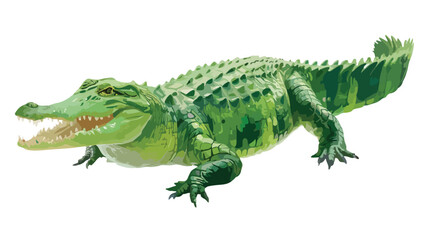 Obraz premium Detailed Flat Vector Icon of Green Crocodile - Professional Illustration for Design Projects