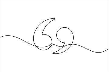 Quote mark continuous one line drawing minimalist outline vector icon illustration