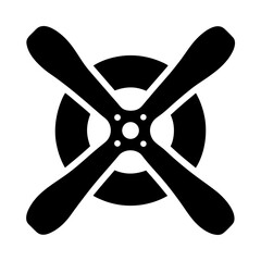 Obraz premium Four blade propeller silhouette against a circular background silhouette