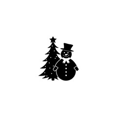 Snowman silhouette , snowman vector