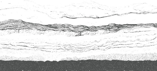 Abstract layered rock strata texture with horizontal lines and dots background