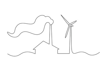 Wind turbine icon continuous one line drawing minimalist style vector illustration
