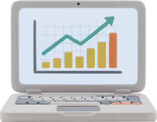 Analyzing business growth chart on laptop screen