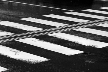 black and white pedestrian crossing
