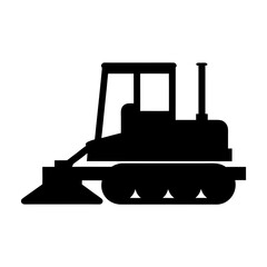 Black silhouette of a bulldozer on a white background silhouette