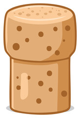 Stylized cartoon illustration of a sparkling wine or champagne bottle cork