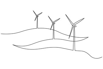 Wind turbine icon continuous one line drawing minimalist style vector illustration

