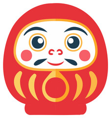 Red traditional Japanese Daruma doll vector illustration, a cultural symbol of good luck and goal setting