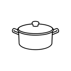 Outline of a covered cooking pot on transparent background