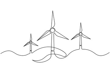 Wind turbine icon continuous one line drawing minimalist style vector illustration
