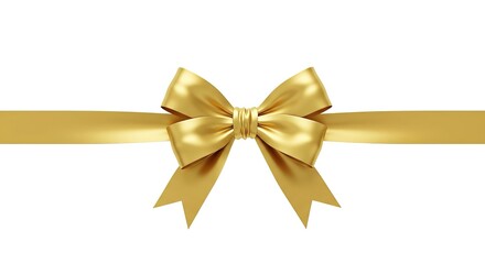 Luxurious Golden Ribbon Bow Isolated on White Background, Perfect for Gift Wrapping and Celebrations