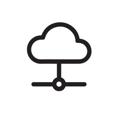 Cloud Connection Data Icon, Solid Line Cloud Network Symbol for Online Storage and Sync Technology