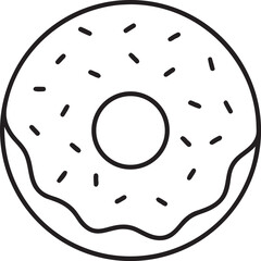 Simple Outline Icon of a Donut with Sprinkles, Perfect for Food Graphics