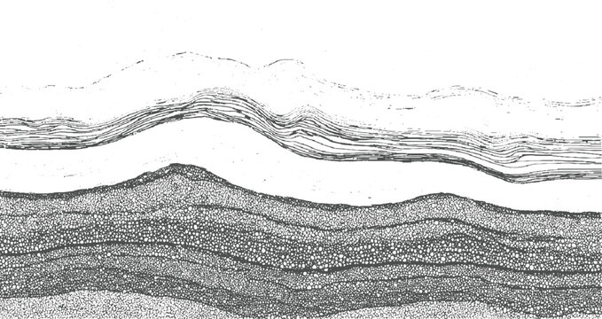 Abstract layered rock strata texture with wavy lines and granular patterns background