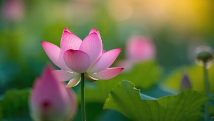 Fototapeta premium Morning bloom of the lotus flower