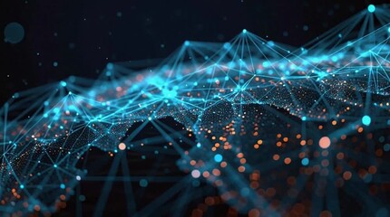 Abstract futuristic concept of a glowing digital data network - Powered by Adobe