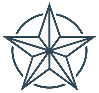 Geometric Star with Circle Vector Graphic Emblem or Symbol Illustration