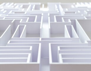 White large intricate plastic labyrinth flatlay closeup.