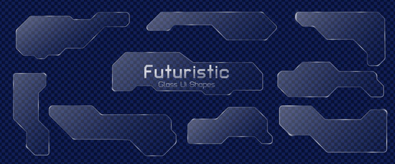 Futuristic transparent liquid glass ui buttons and elements