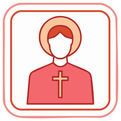 Religious Icon Illustration Featuring a Figure with Halo and Cross Symbol