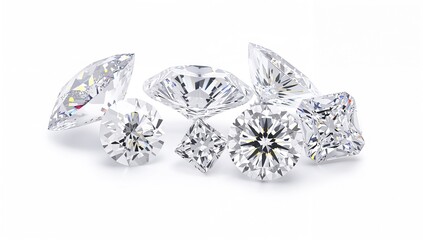 Various diamond shapes and carats, valuable gems with ample layout space for text