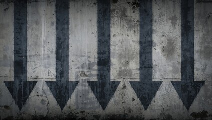 Wall adorned with multiple descending arrows