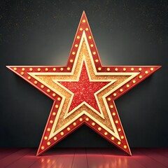 Fototapeta premium golden star on red background