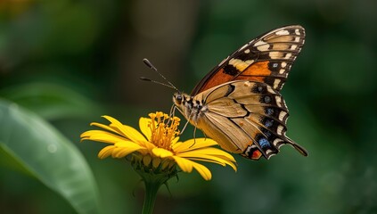 Fototapeta premium Adult butterflies extract nectar and liquids with a proboscis, showcasing their role in the ecosystem, nature