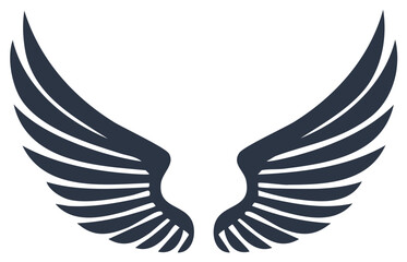 Fototapeta premium Stylized Black Angel Wings Icon Symmetrical Graphic Illustration for a Logo or Emblem