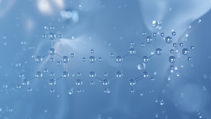 amorolfine molecular structure, 3d model molecule, antifungal drug structural chemical formula view from a microscope