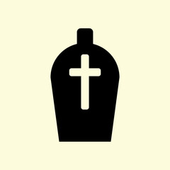 Obraz premium Simple gravestone icon with Christian cross silhouette flat vector design isolated on pale background