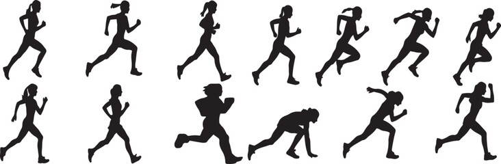 Set of diverse human figures vector illustration representing people in various poses