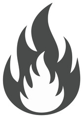 Dark Grey Fire Flame Icon Symbol Heat Energy Danger Warning Graphic